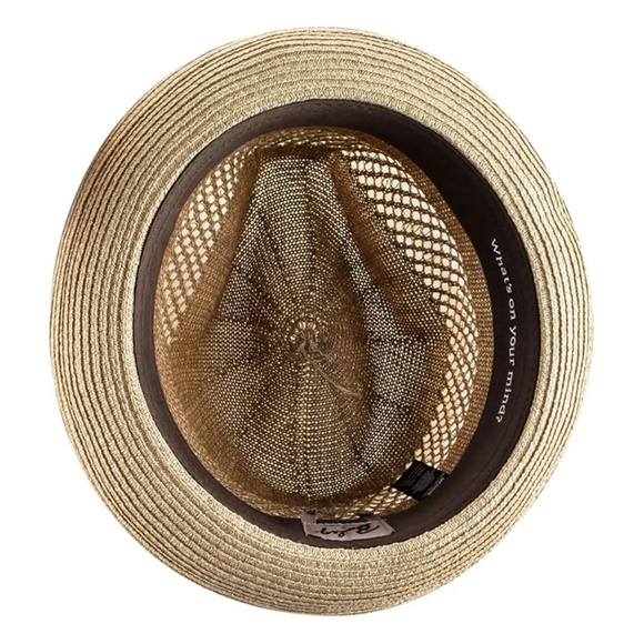Bailey Berle Men's Straw Fedora Crochet Toyo Beige Tan Hat Size Large NEW - Picture 3 of 9